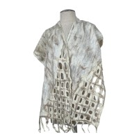 White and Brown side Net Scarf